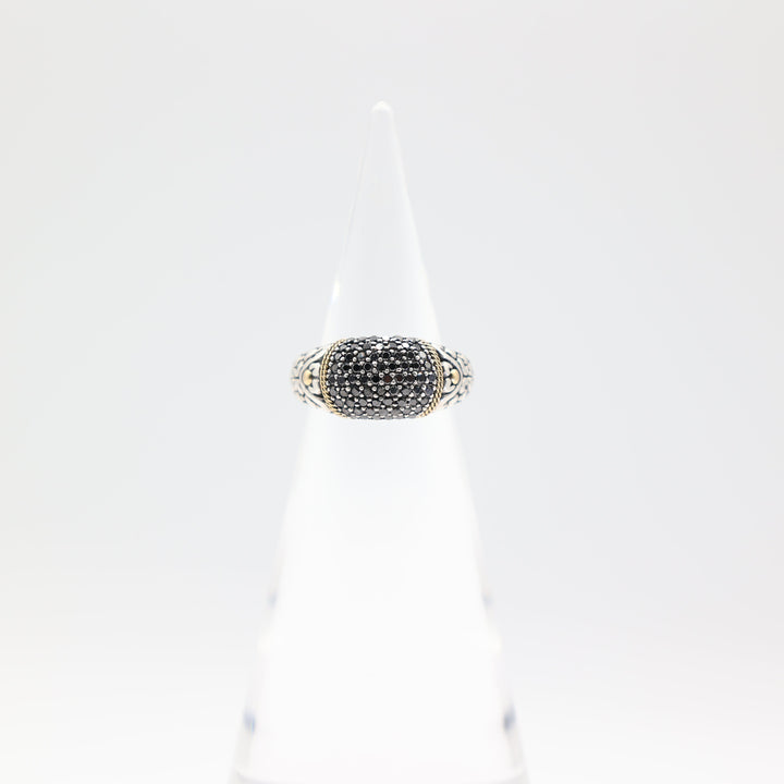 Effy 18k Yellow Gold & 925 Silver Black Onyx Statement Ring Size 7