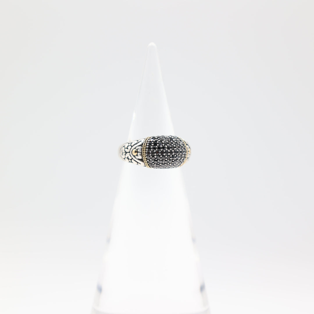 Effy 18k Yellow Gold & 925 Silver Black Onyx Statement Ring Size 7