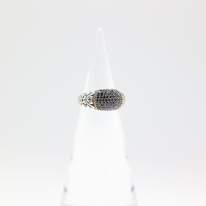 Effy 18k Yellow Gold & 925 Silver Black Onyx Statement Ring Size 7