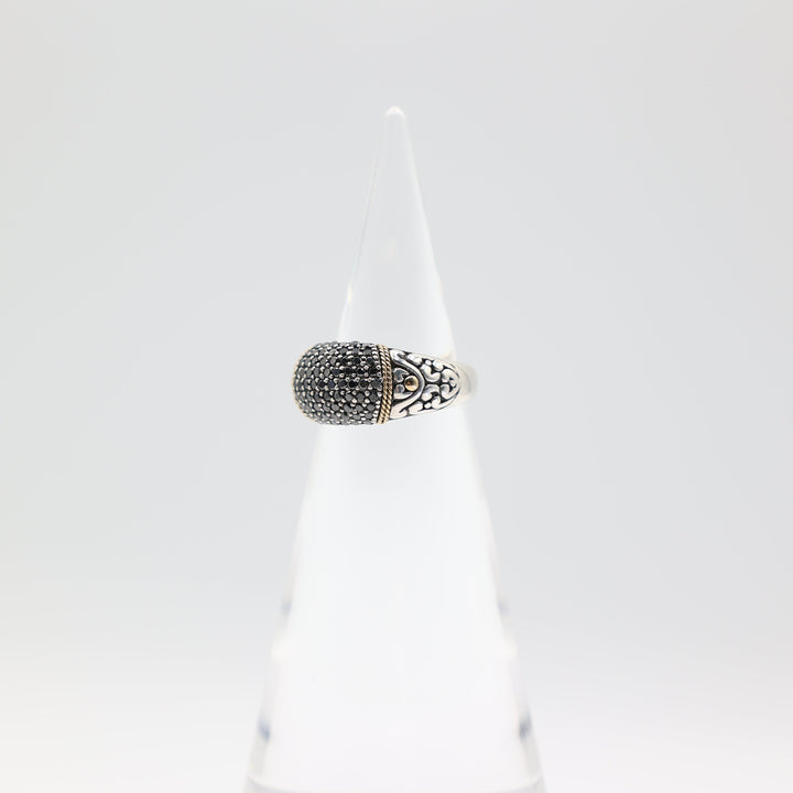 Effy 18k Yellow Gold & 925 Silver Black Onyx Statement Ring Size 7