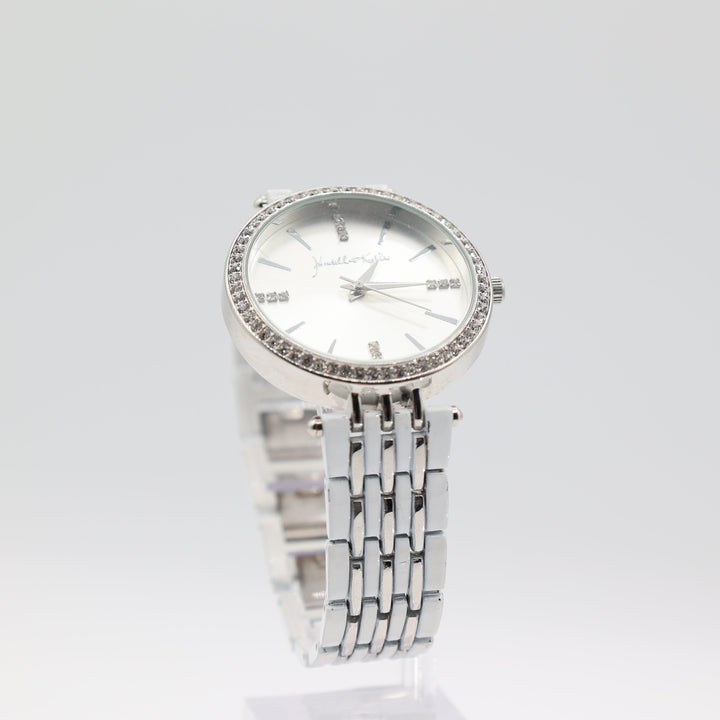 Kendall Kylie White Tri Link Band Silver Toned Crystal Watch