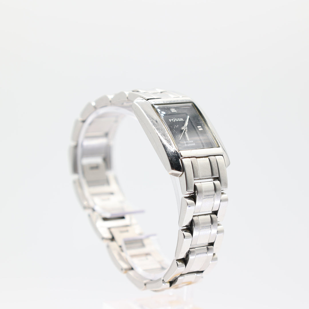 Fossil Genuine Diamond Stainless Steel Watch Black Dial