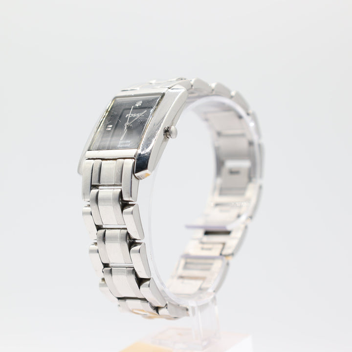 Fossil Genuine Diamond Stainless Steel Watch Black Dial