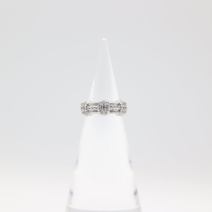 Judith Ripka 925 Sterling Silver Diamonique CZ Twisted Cable Ring Size 7.75