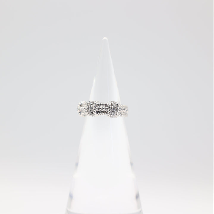 Judith Ripka 925 Sterling Silver Diamonique CZ Twisted Cable Ring Size 7.75