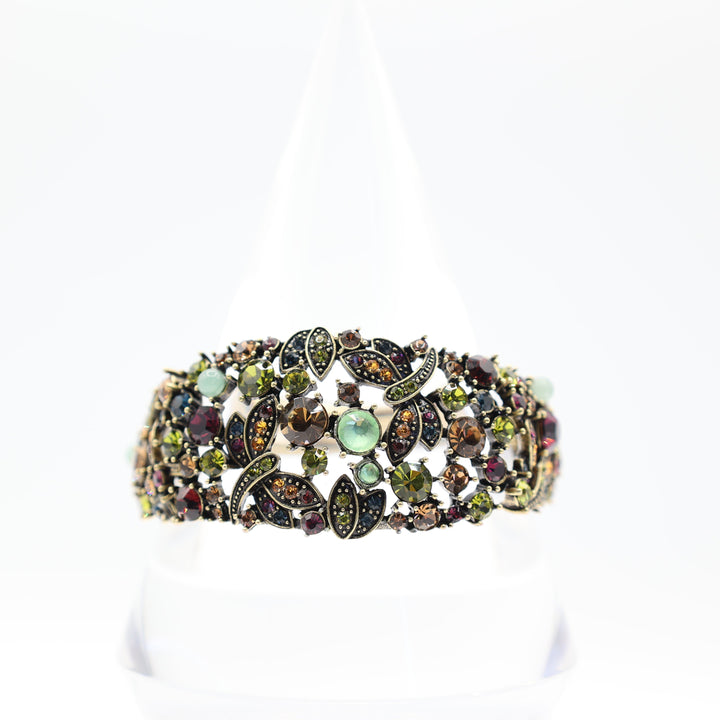 Heidi Daus Multi Gemstone Ornate Brass Bracelet for Elegance