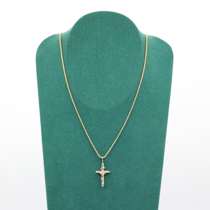 14k Yellow Gold 18 Inch Chain with Christ Pendant Jewelry