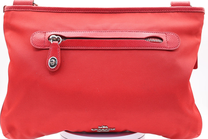 Coach Red Nylon Crossbody Shoulder Bag Silver True Red