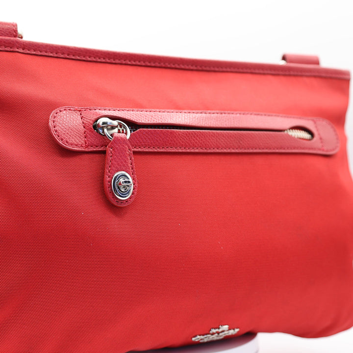 Coach Red Nylon Crossbody Shoulder Bag Silver True Red