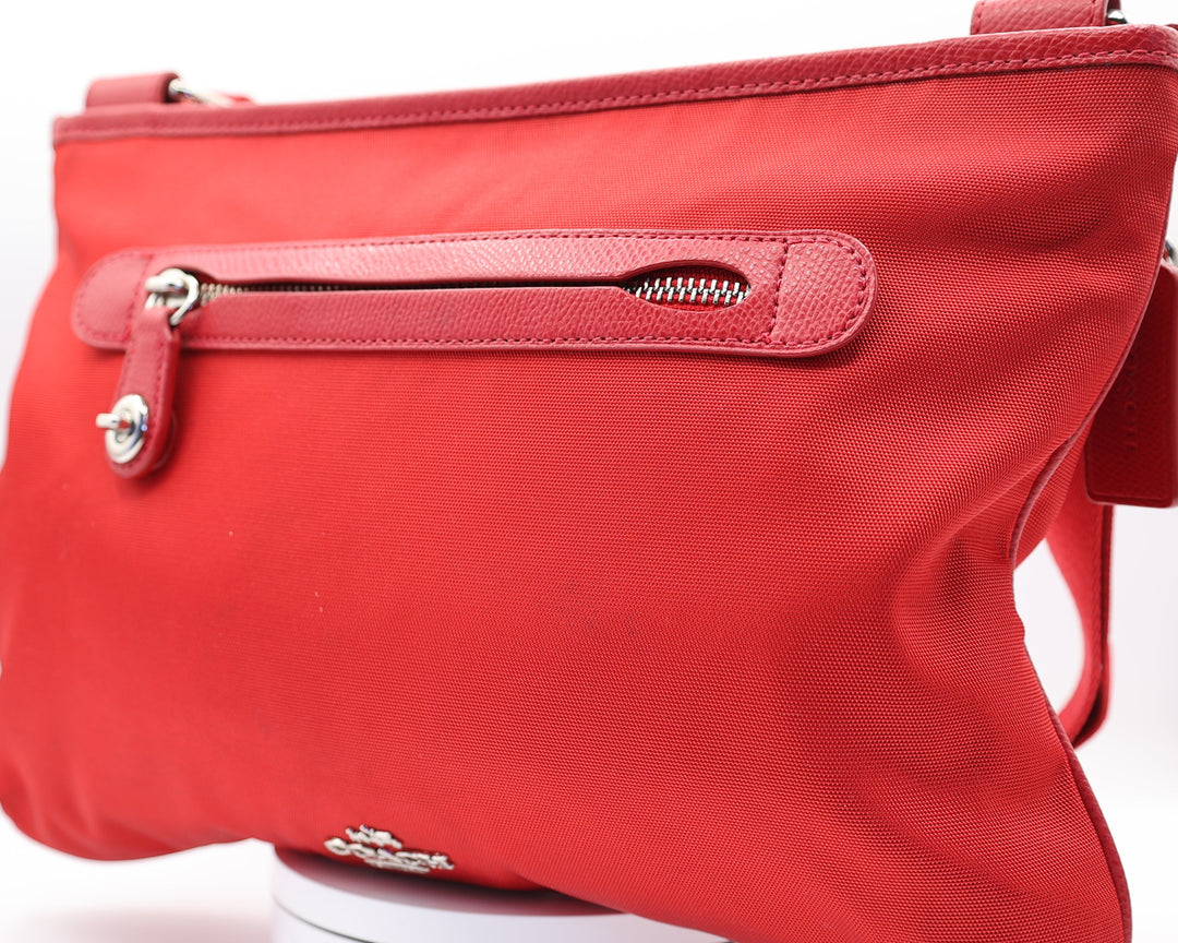 Coach Red Nylon Crossbody Shoulder Bag Silver True Red