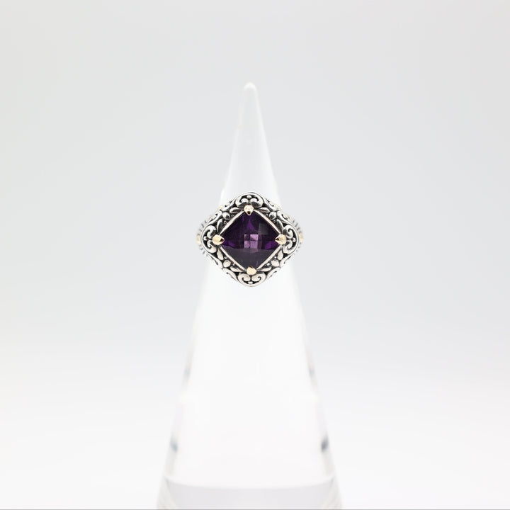 Samuel Behnam BJC Amethyst 18k Gold Silver Ring Size 7