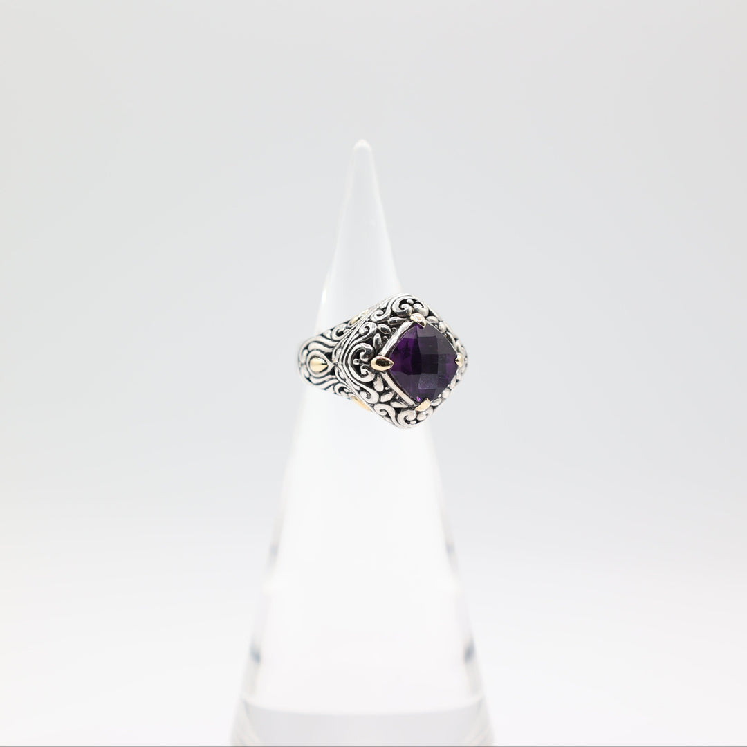 Samuel Behnam BJC Amethyst 18k Gold Silver Ring Size 7