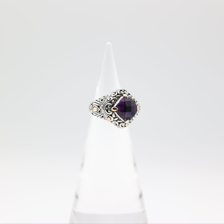Samuel Behnam BJC Amethyst 18k Gold Silver Ring Size 7