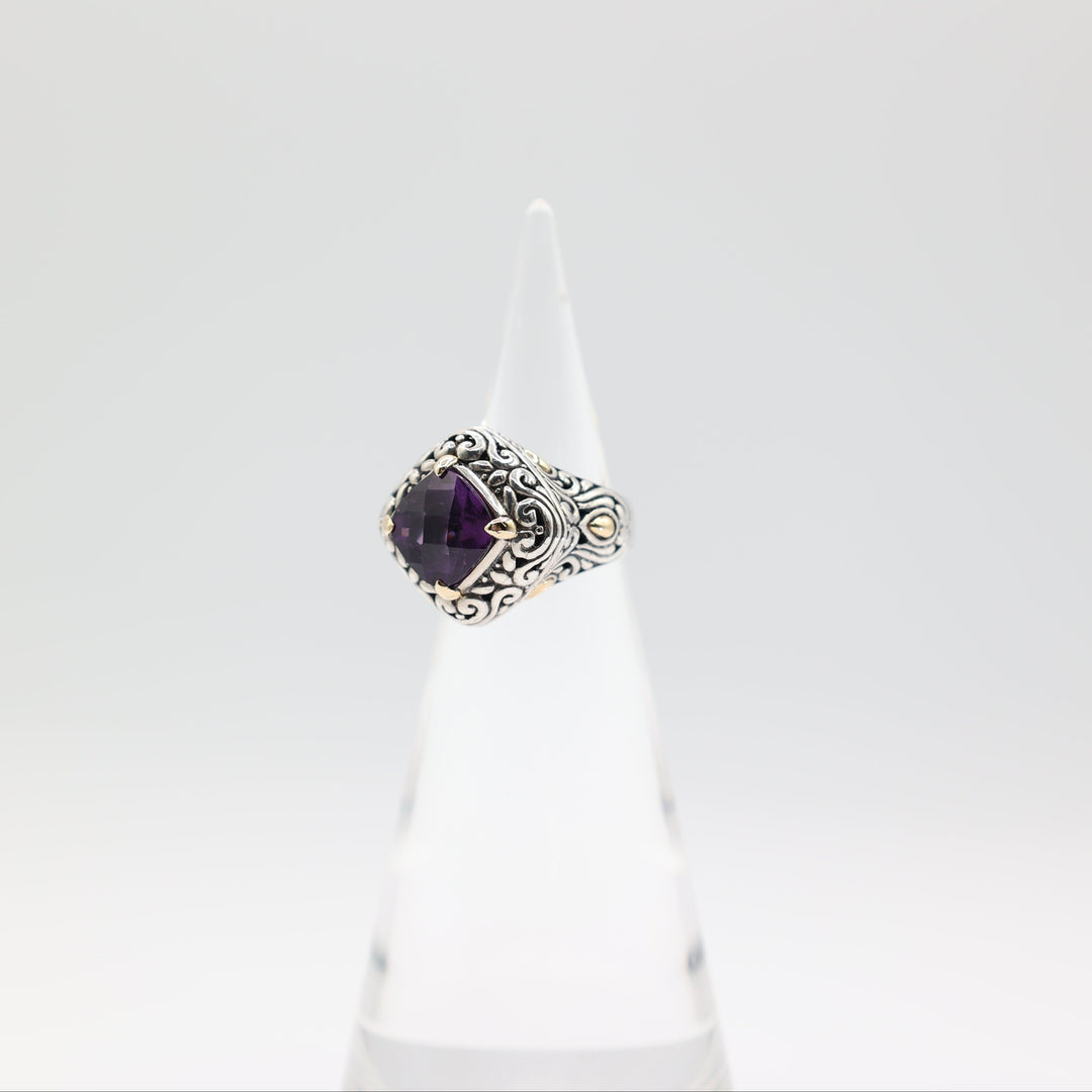Samuel Behnam BJC Amethyst 18k Gold Silver Ring Size 7