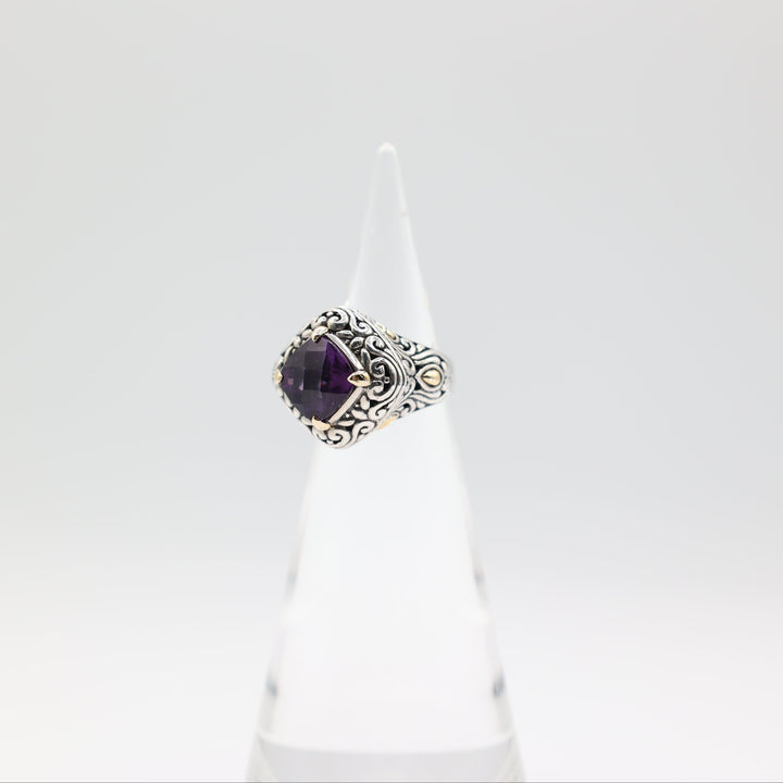 Samuel Behnam BJC Amethyst 18k Gold Silver Ring Size 7