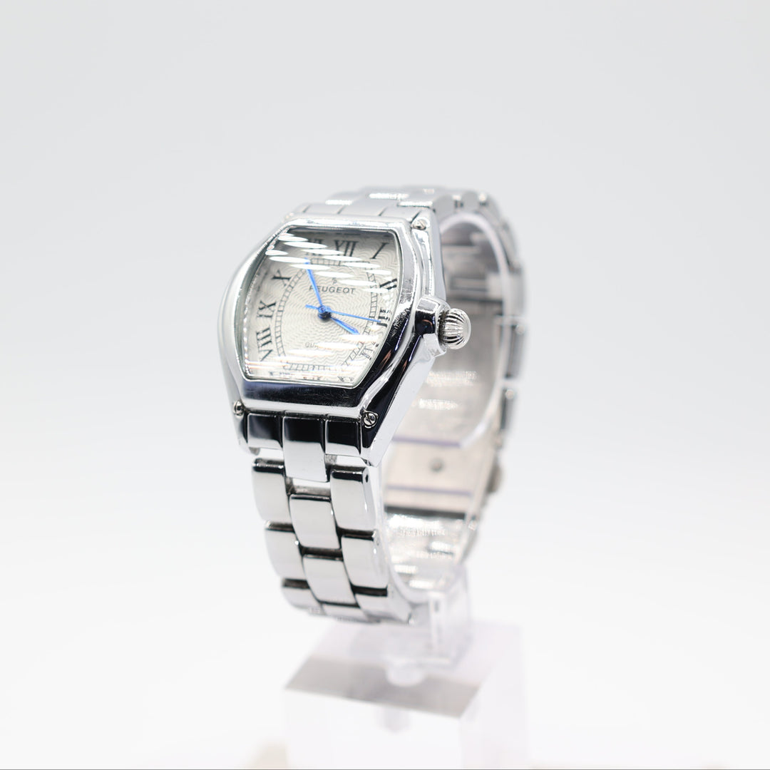 Peugeot Silver Status Bracelet Quartz Watch with Blue Dial Hands