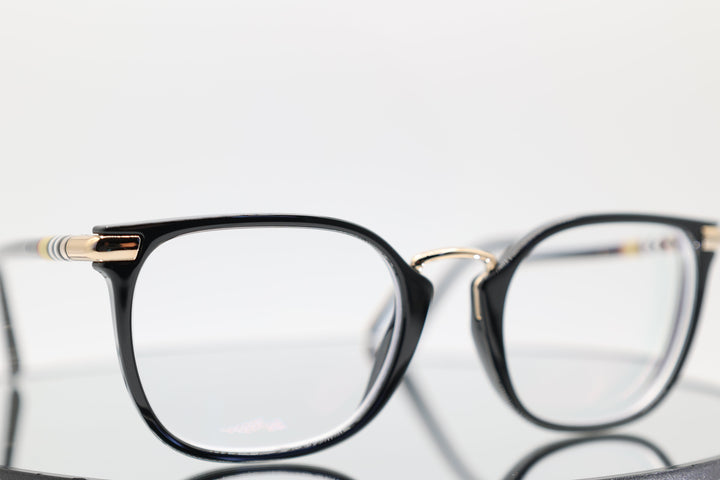 Burberry Glasses B2269 Clubmaster Style Black Frames with Plaid Design