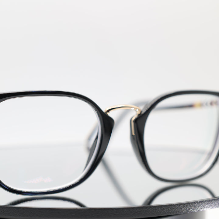 Burberry Glasses B2269 Clubmaster Style Black Frames with Plaid Design