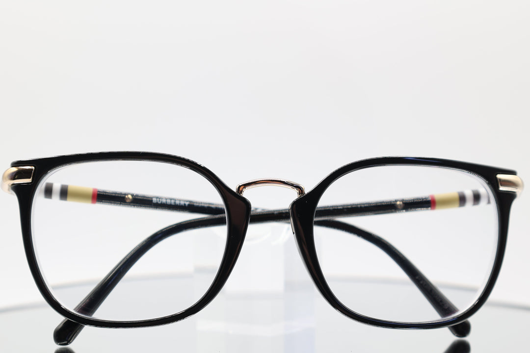 Burberry Glasses B2269 Clubmaster Style Black Frames with Plaid Design