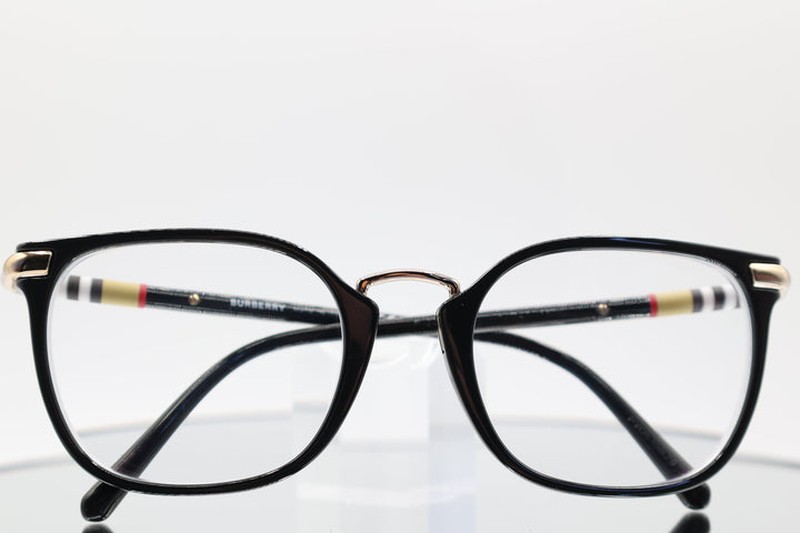 Burberry Glasses B2269 Clubmaster Style Black Frames with Plaid Design
