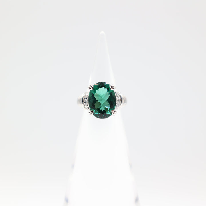Judith Ripka 925 Sterling Silver Emerald Green Spinel Ring Size 5.75