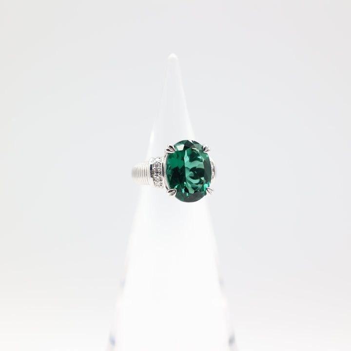Judith Ripka 925 Sterling Silver Emerald Green Spinel Ring Size 5.75