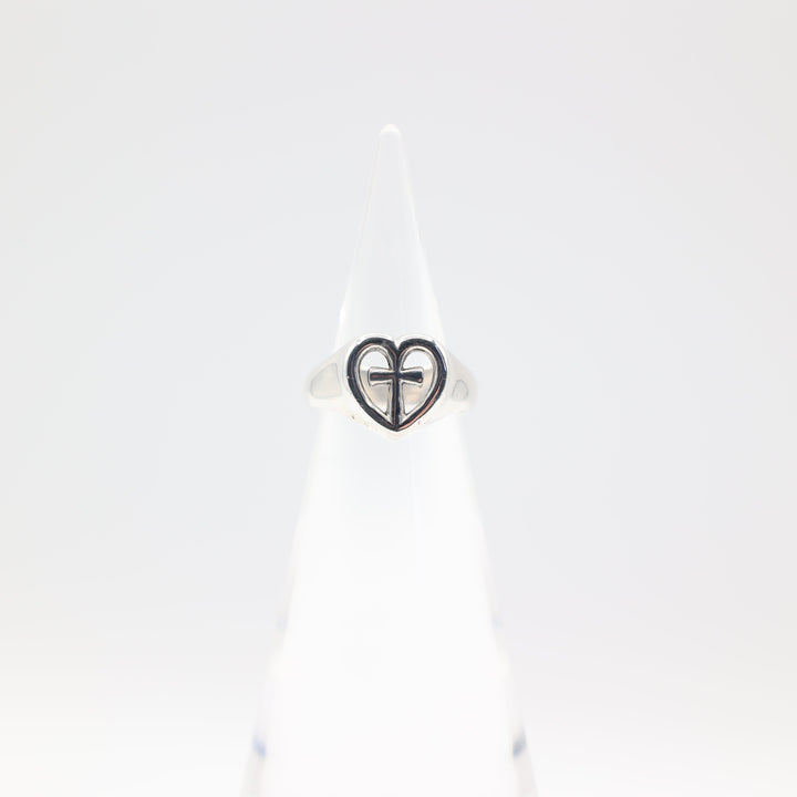 James Avery 925 Sterling Silver Heart Cross Ring Size 7