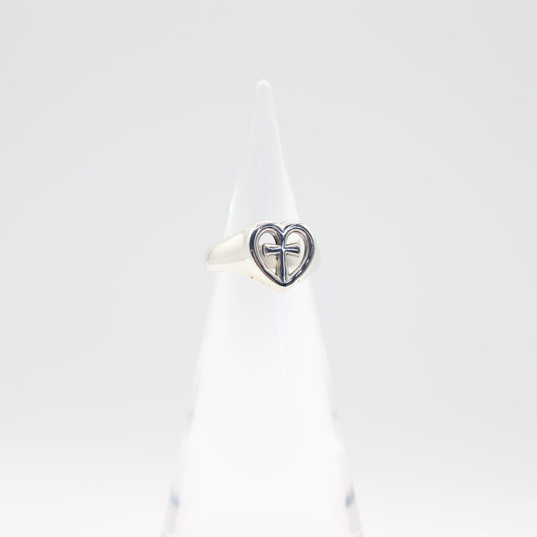 James Avery 925 Sterling Silver Heart Cross Ring Size 7