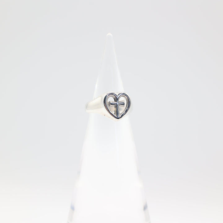 James Avery 925 Sterling Silver Heart Cross Ring Size 7