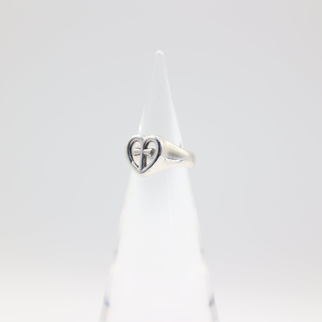 James Avery 925 Sterling Silver Heart Cross Ring Size 7