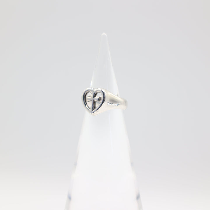 James Avery 925 Sterling Silver Heart Cross Ring Size 7