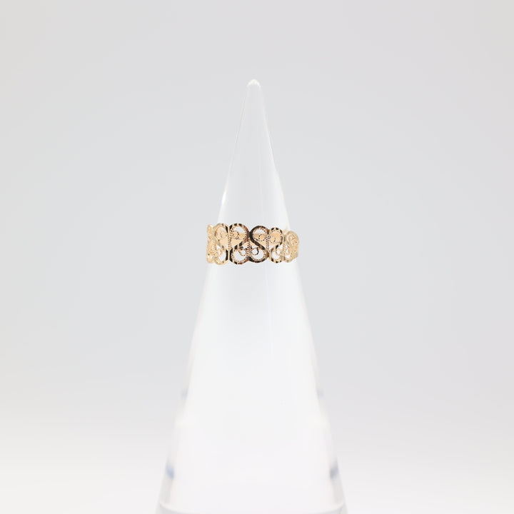 14k Gold Filigree Swirl Ring Size 6.5 Elegant Design