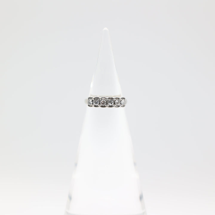 14k White Gold Six Diamond Bridal Ring Size 6.25 Elegant Design