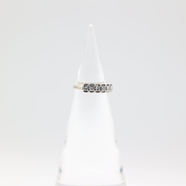 14k White Gold Six Diamond Bridal Ring Size 6.25 Elegant Design