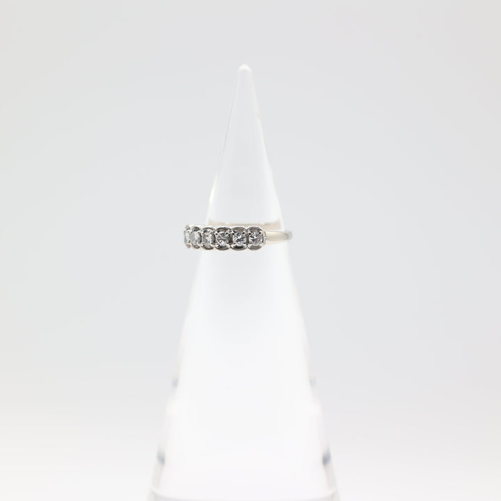 14k White Gold Six Diamond Bridal Ring Size 6.25 Elegant Design