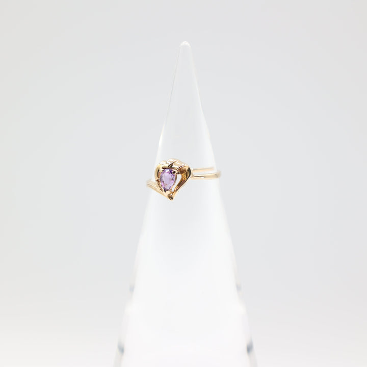 14k Yellow Gold Ring with 4mm x 6mm Pear Amethyst Stone