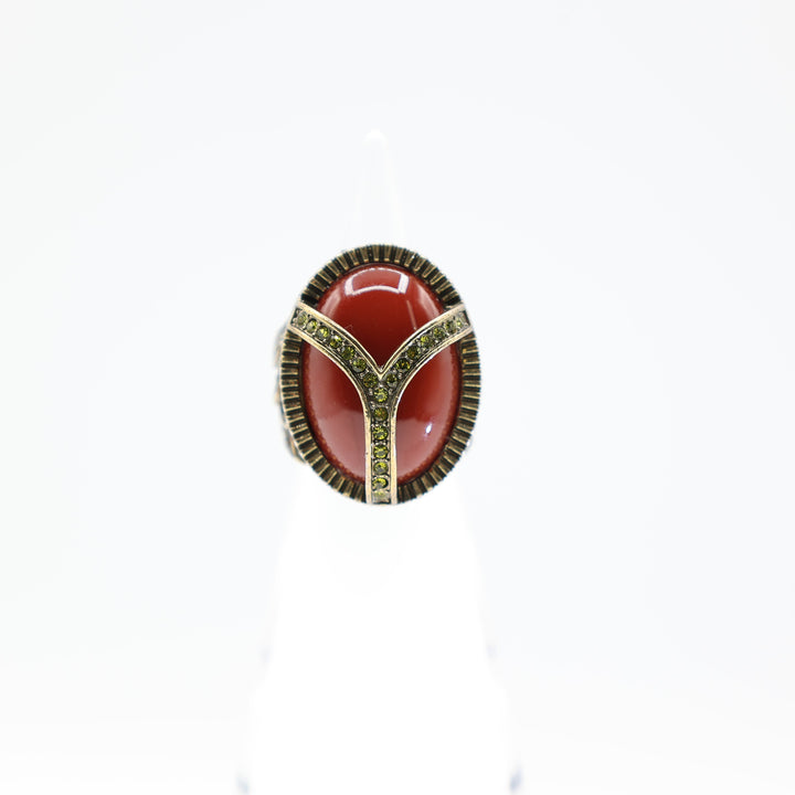 Heidi Daus Carnelian Cocktail Ring With Wing Design Band Size 6