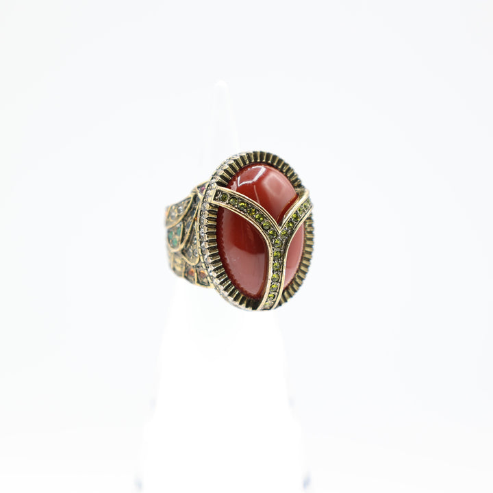 Heidi Daus Carnelian Cocktail Ring With Wing Design Band Size 6