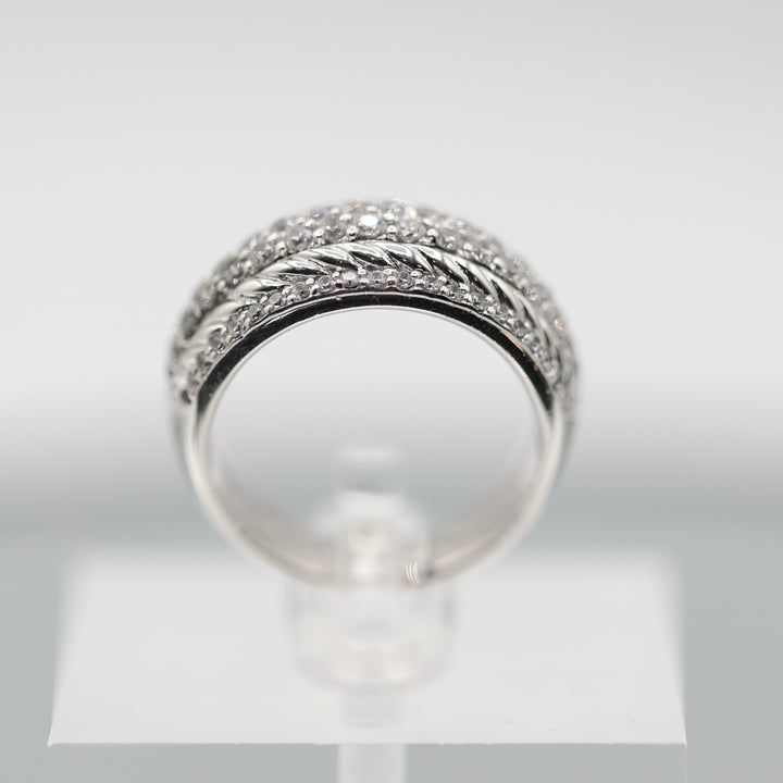 925 Sterling Silver Judith Ripka Cubic Zirconia Band Ring - Size 8