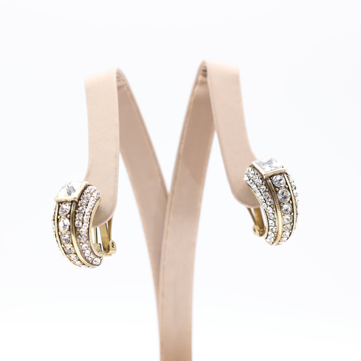 Heidi Daus Clear Crystal Shrimp Brass Clip On Earrings Set