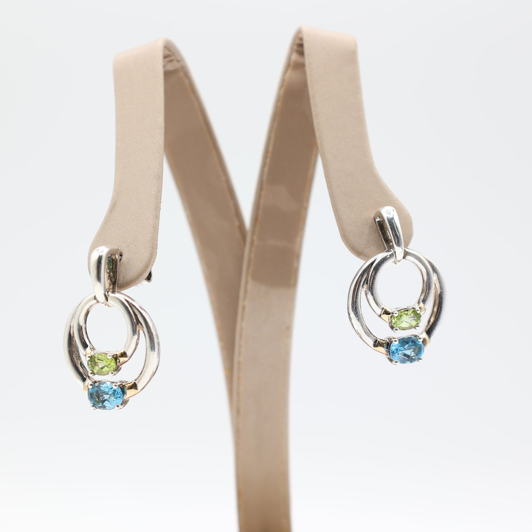 925 Sterling Silver Signed Lorenzo Multi Gemstone Earrings