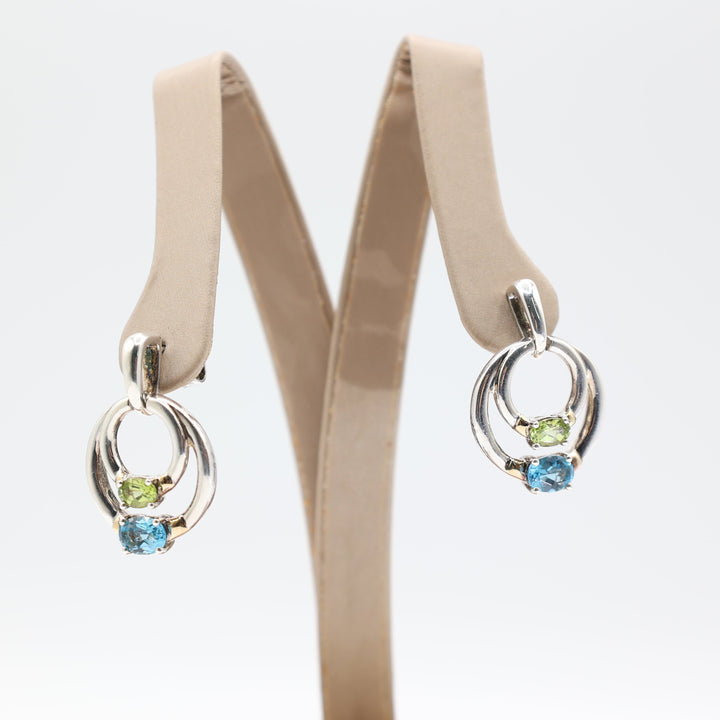925 Sterling Silver Signed Lorenzo Multi Gemstone Earrings