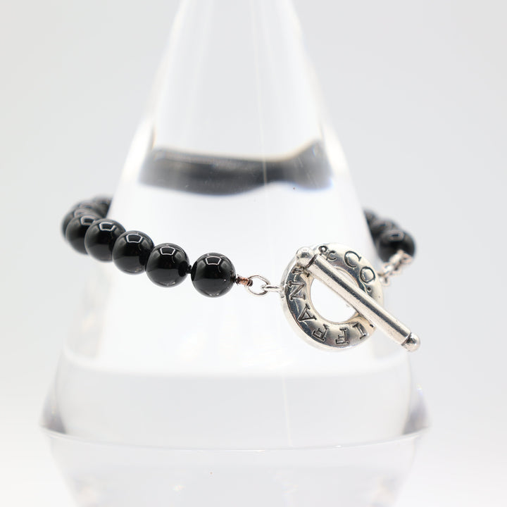 Tiffany And Co Onyx Bead Toggle Bracelet 8 Inches