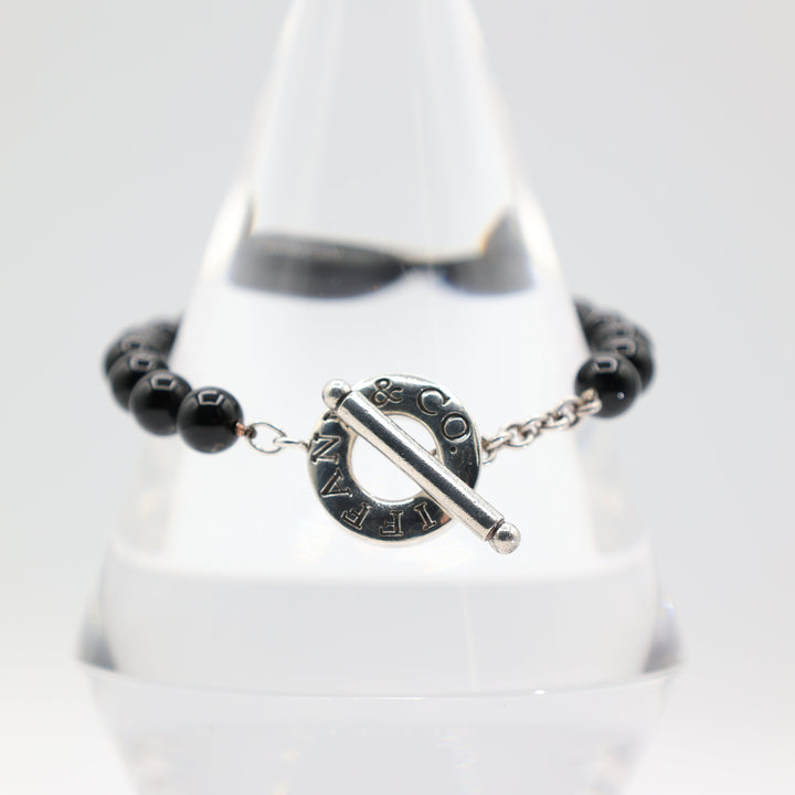 Tiffany And Co Onyx Bead Toggle Bracelet 8 Inches