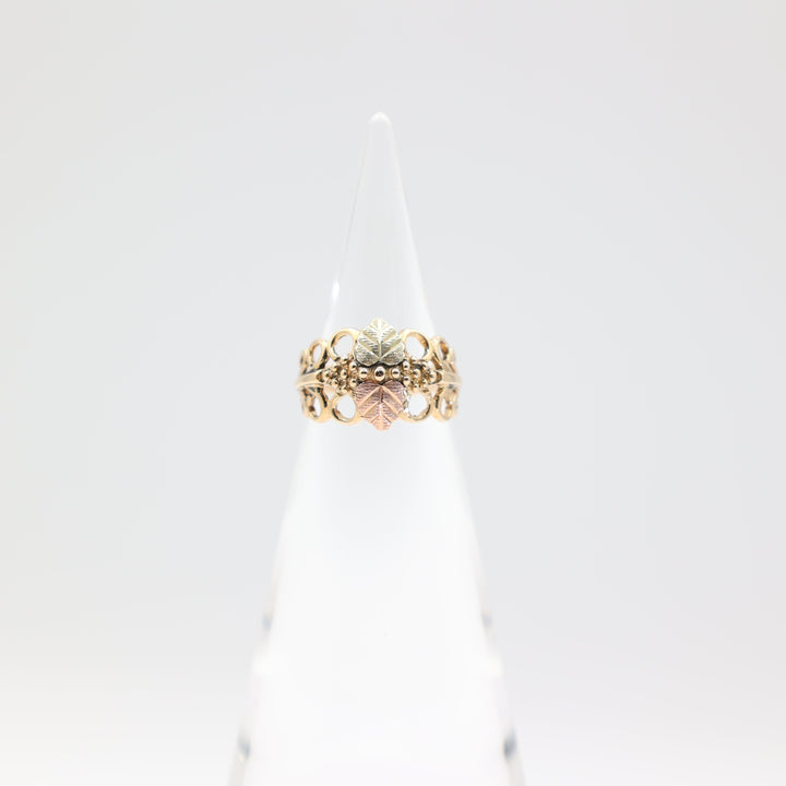 10k Yellow Gold 2 Hearts Artistic Band Ring Size 7 for Women