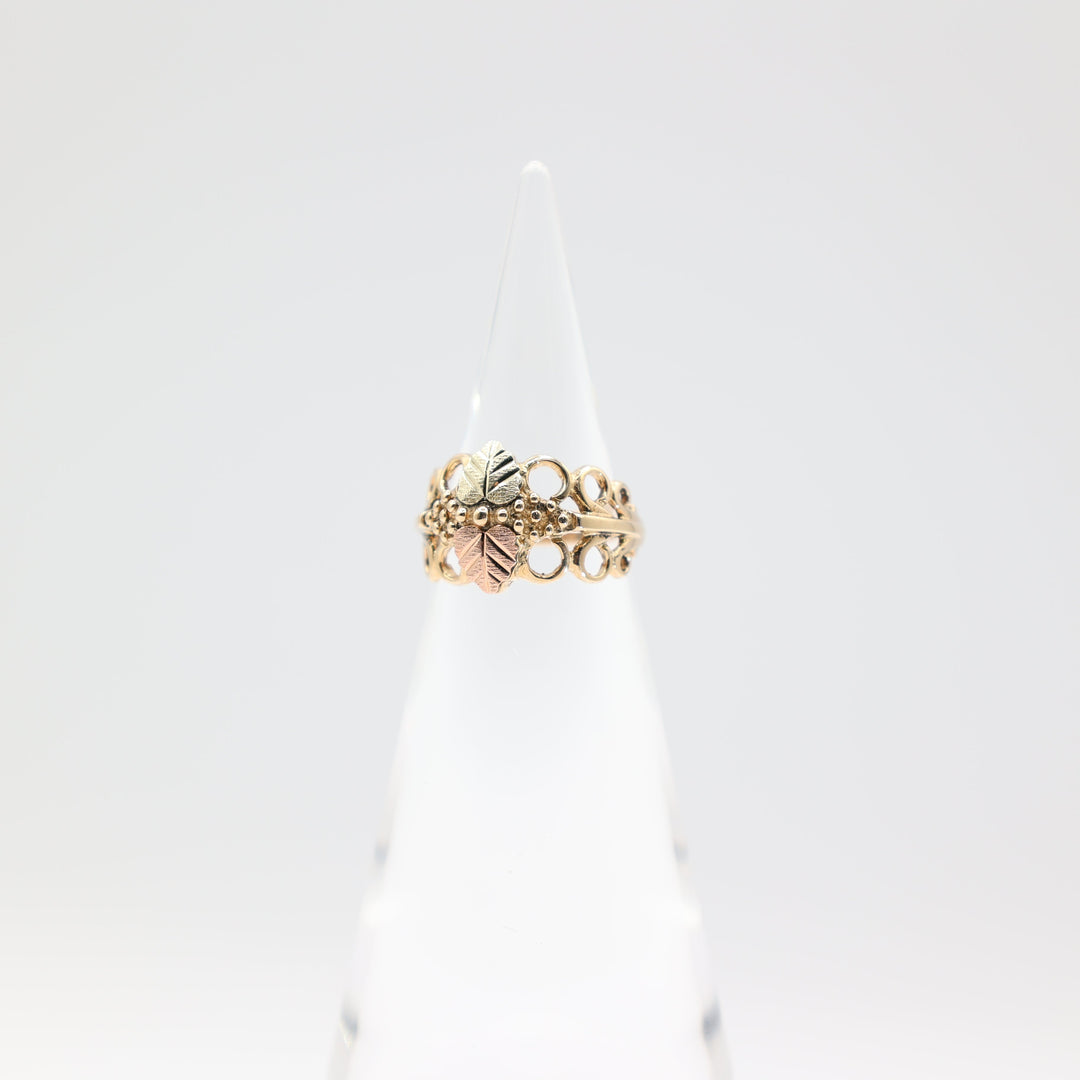 10k Yellow Gold 2 Hearts Artistic Band Ring Size 7 for Women