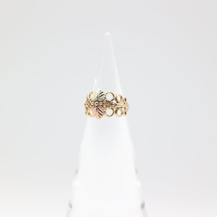 10k Yellow Gold 2 Hearts Artistic Band Ring Size 7 for Women