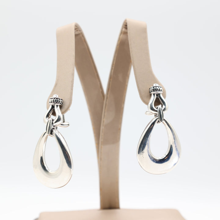 Lagos Caviar 925 Silver Door Knocker Style Dangle Earrings