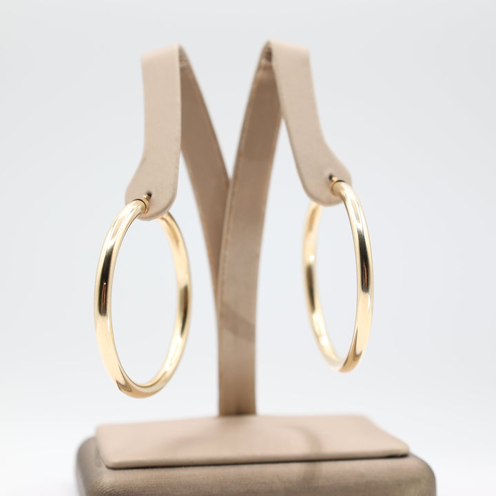 14k Gold 4x50mm Hoop Earrings Lightweight Durable Jewelry