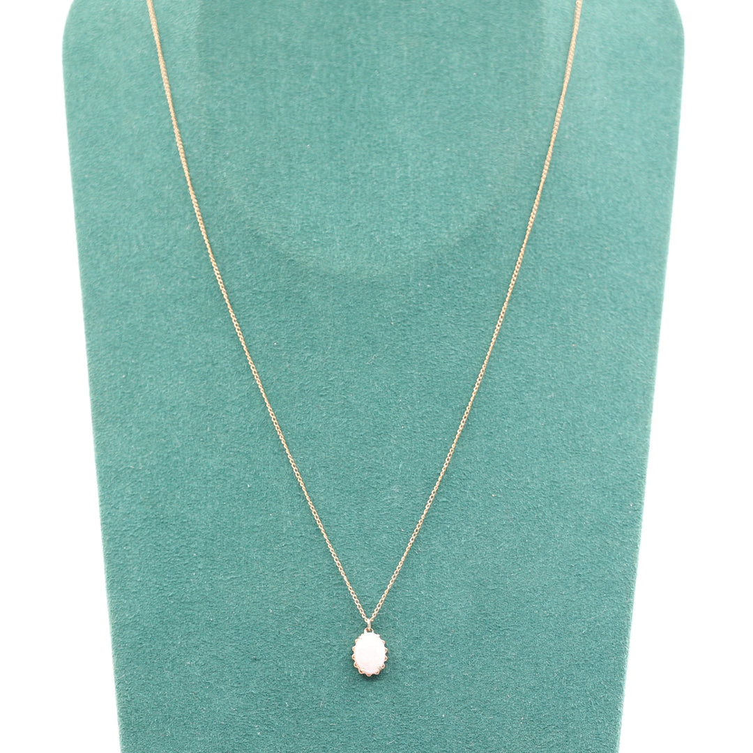 14K Yellow Gold 8mm x 6mm Oval Opal Stone Pendant Necklace